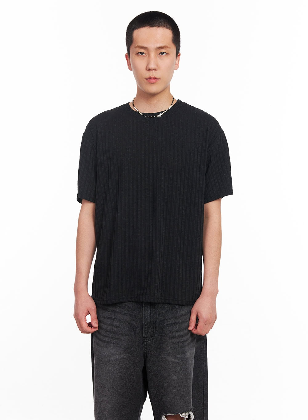 Men's Knit Ribbed T-Shirt IU503