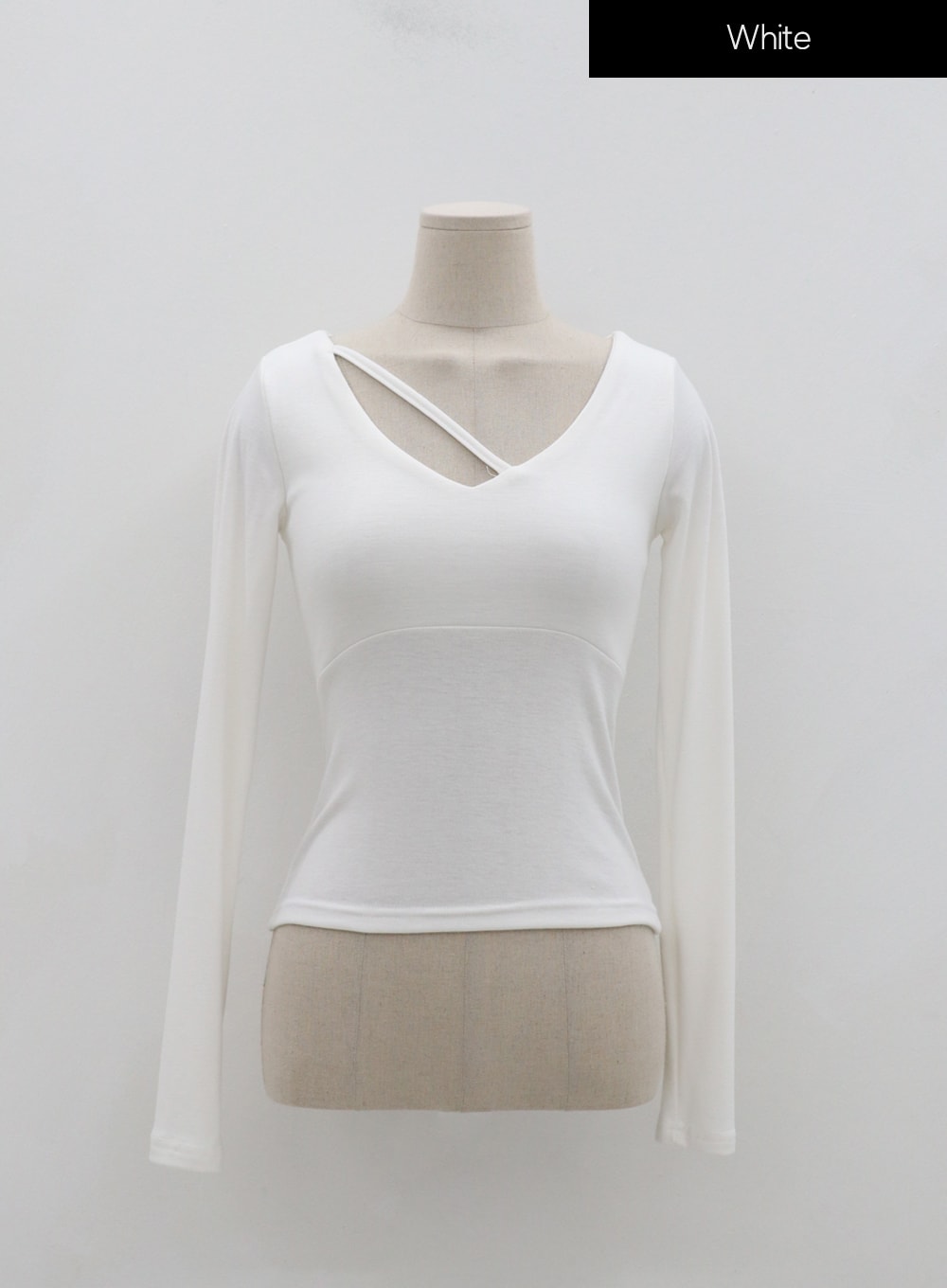 Asymmetric Neck Line Strap Long Sleeve T-Shirt IC15