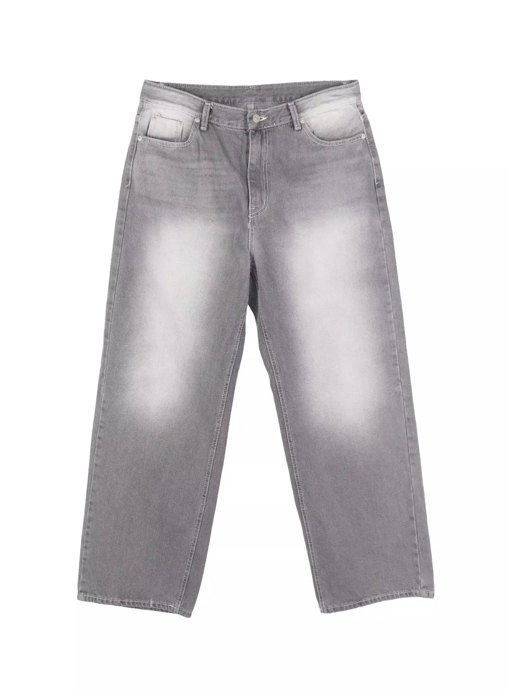 Men's Gray Vintage-Wash Jeans IL516