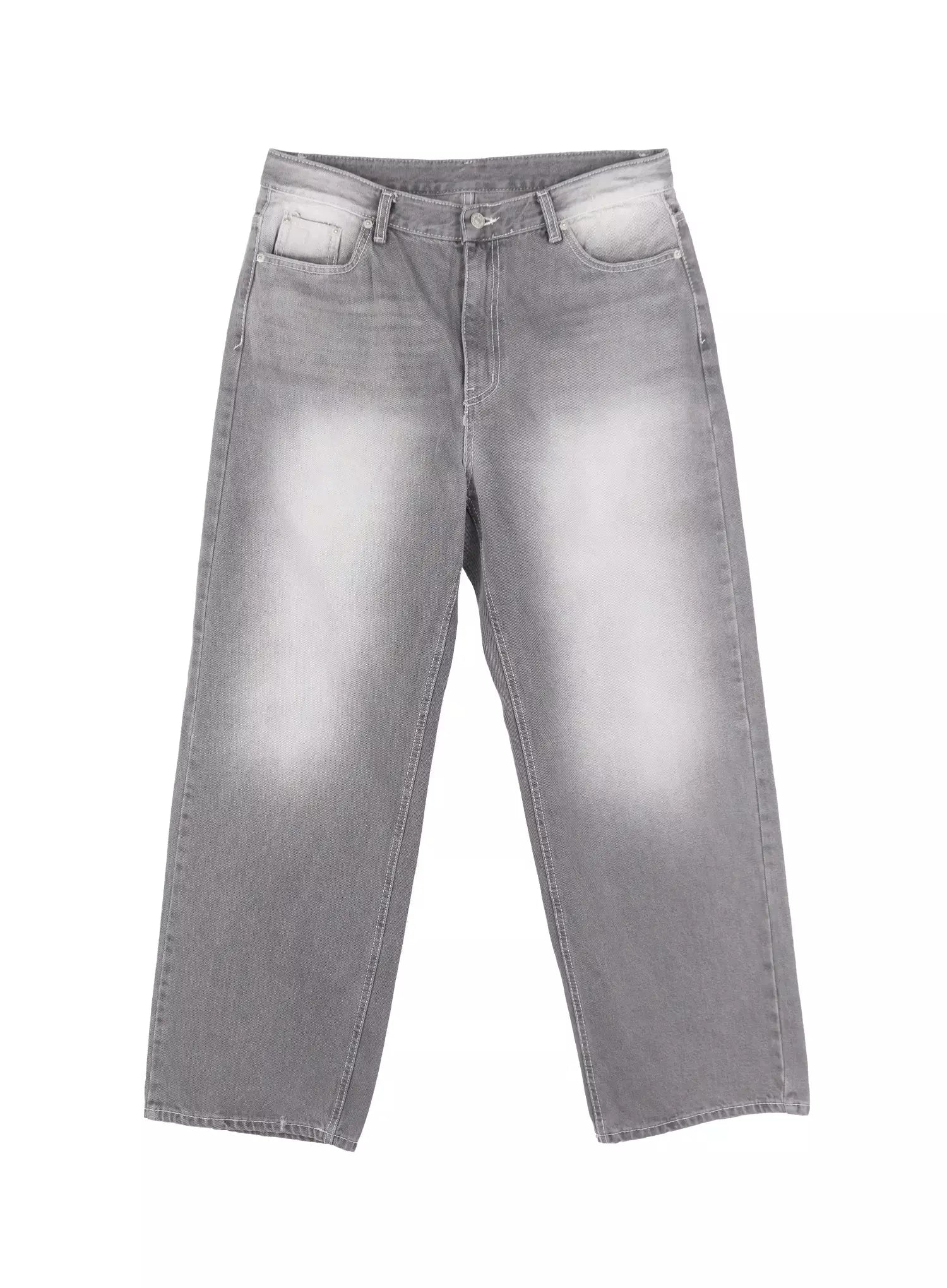 Men's Gray Vintage-Wash Jeans IL516