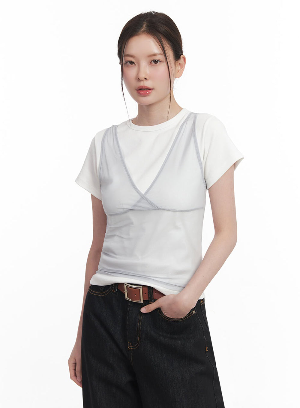 Sheer V-Neck Tank Top IY513