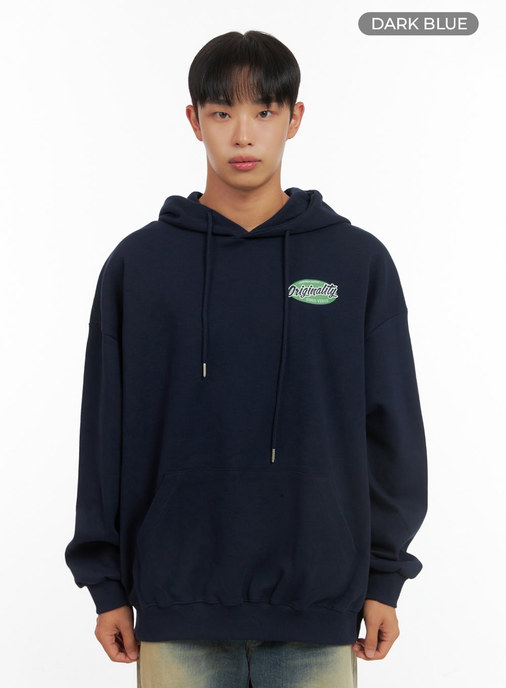 Men's Graphic Hooded Sweatshirt (Dark blue) IS420