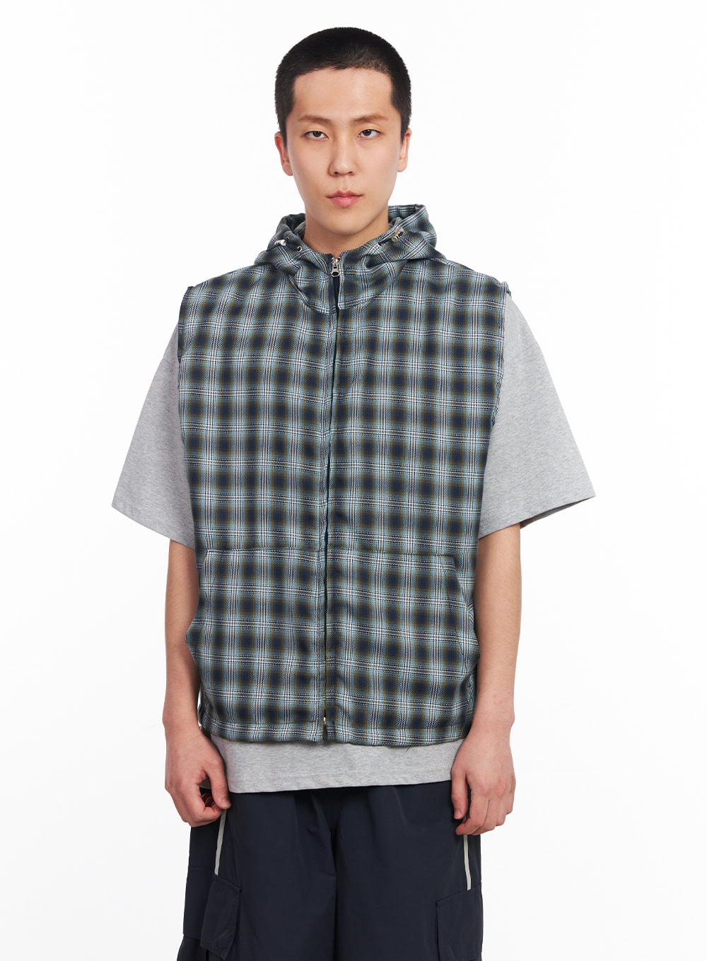 Men's Sleeveless Plaid Vest IU512