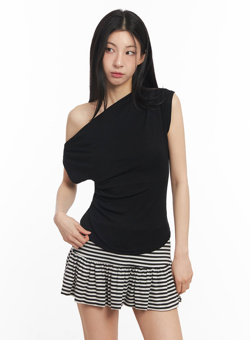 Shirred One-Shoulder Top IY529