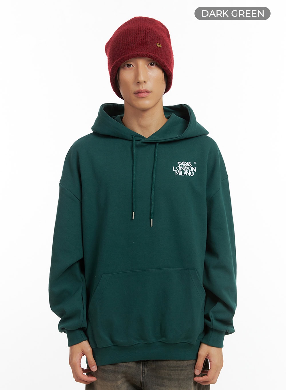 Men's Cotton Hooded Sweatshirt (Dark green) IO402