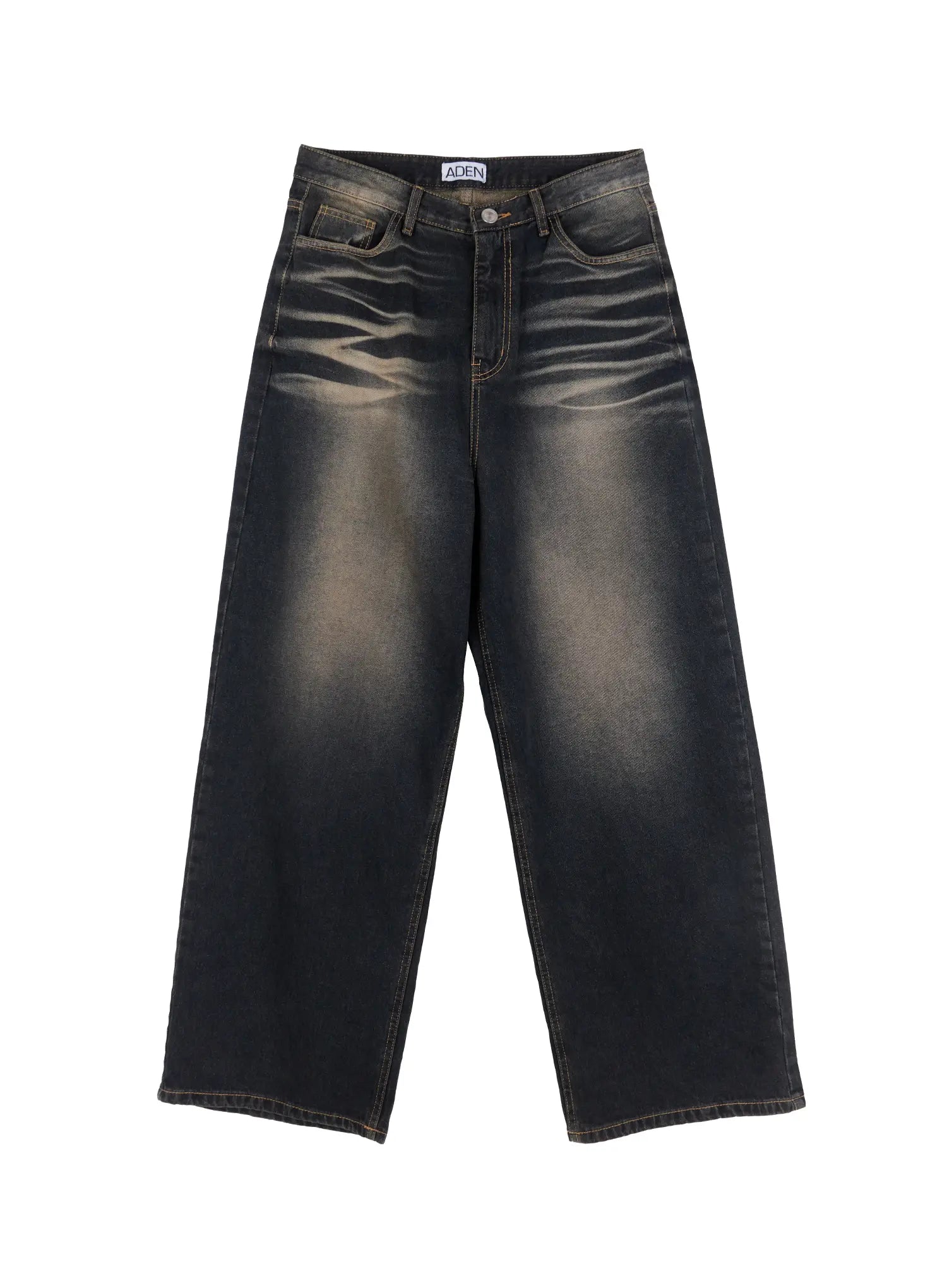 Men's Vintage Washed Wide-Leg Jeans IS509