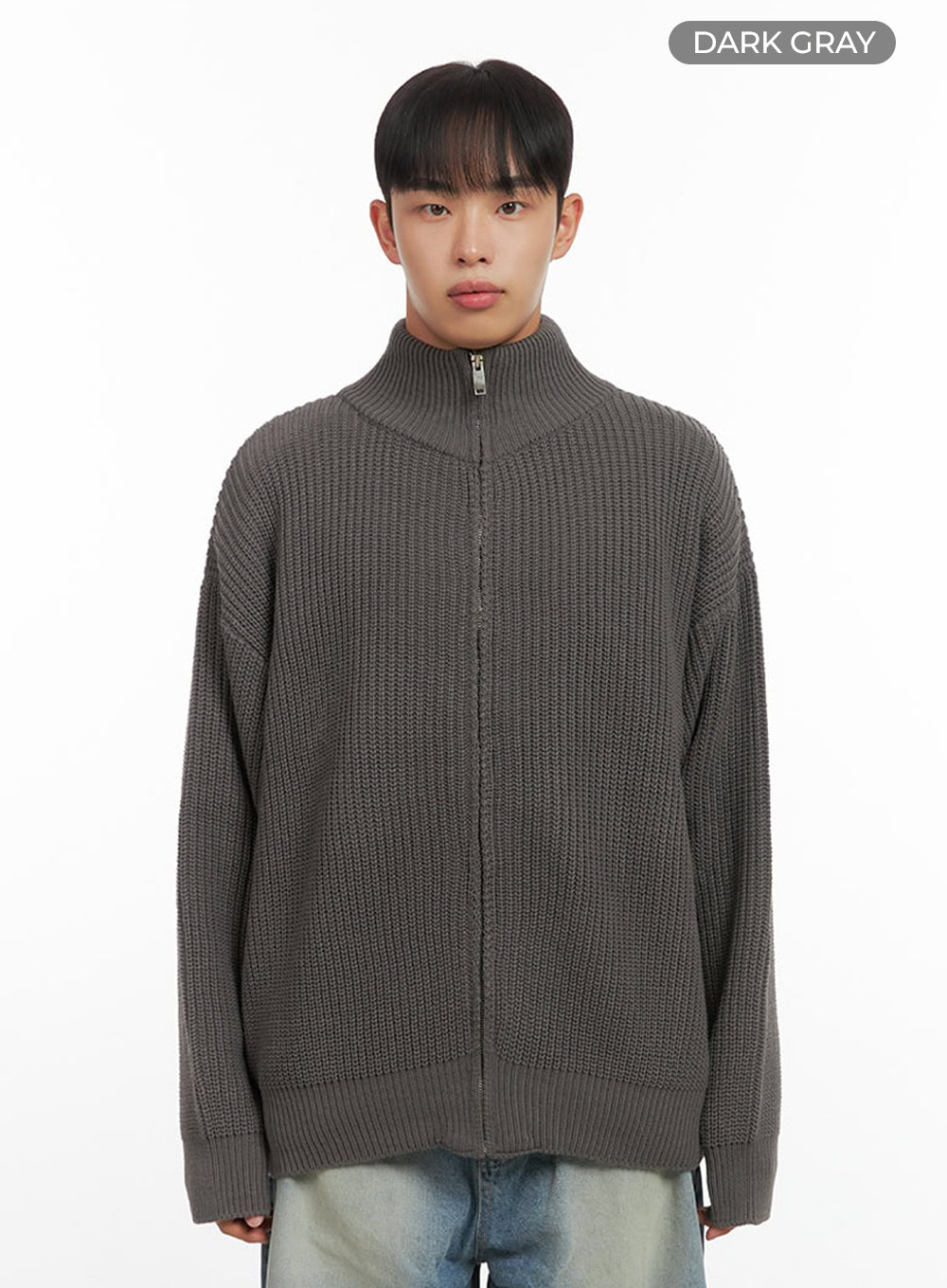 Men's Turtle Neck Cable Zip-Up Knit IO420