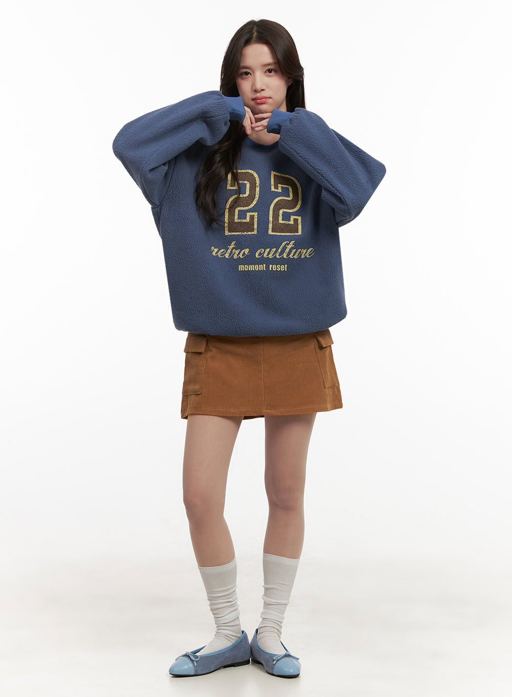 Fuzzy Oversized Crew-Neck Sweatshirt IJ510