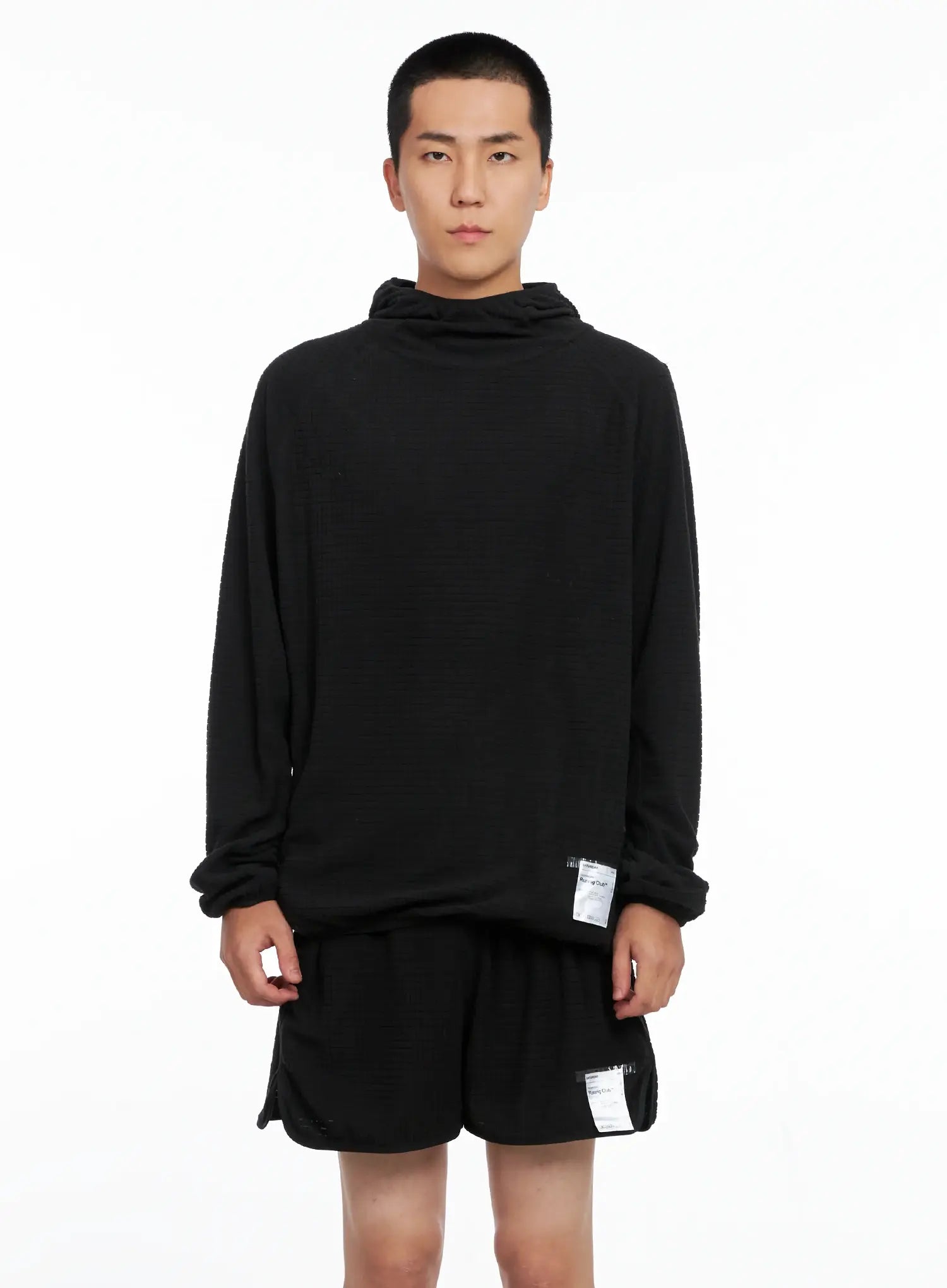 Men's Logo Detail Long Sleeve Hoodie IS502