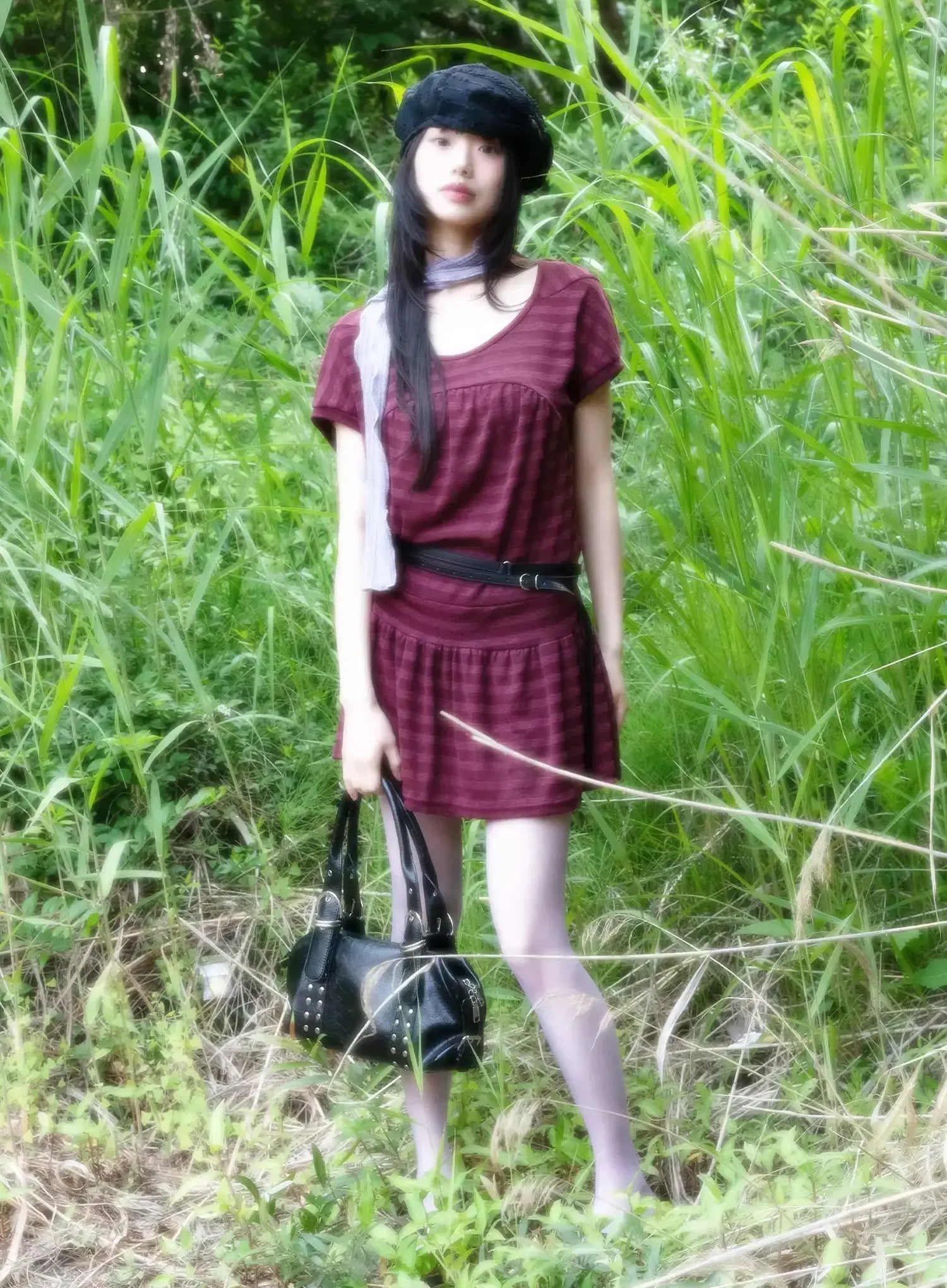 Striped Relaxed-Fit Mini Dress IU524