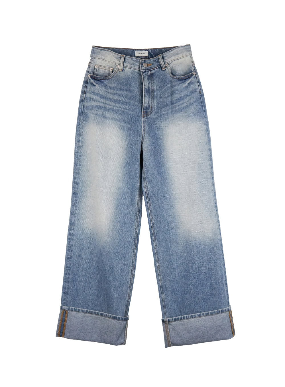 Katie Roll-Up Washed Wide-Leg Jeans ID431
