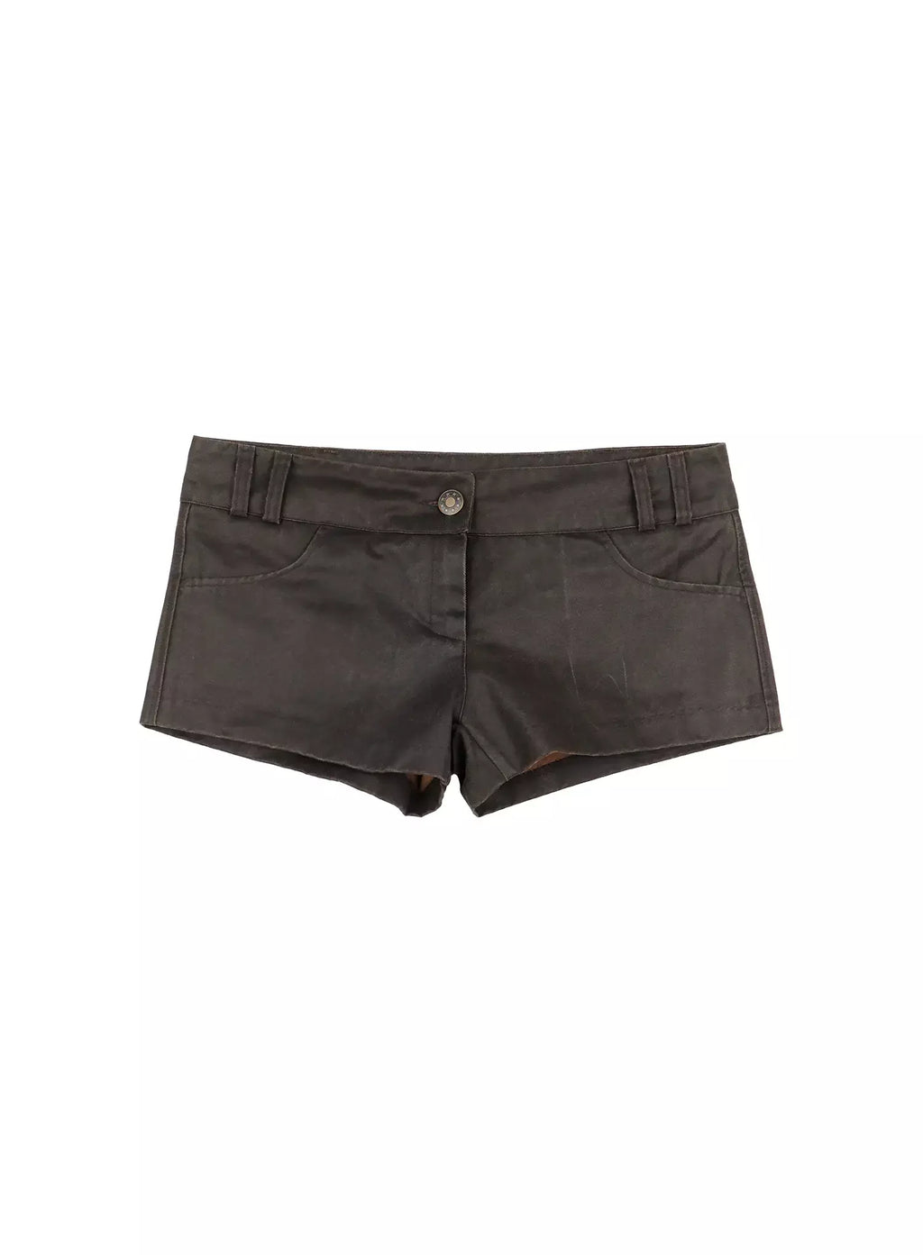 Low Rise Faux Leather Shorts IS508