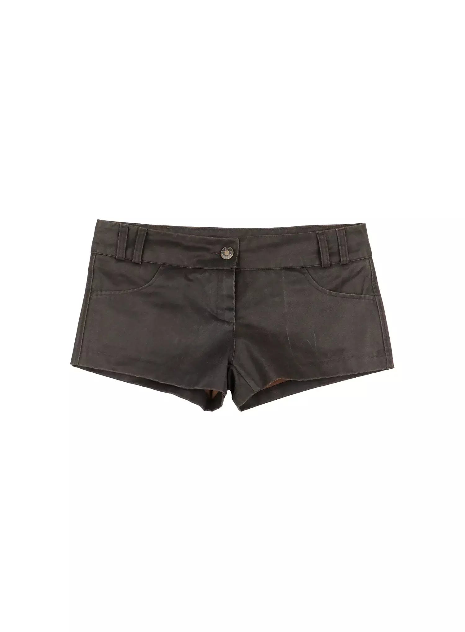 Low Rise Faux Leather Shorts IS508