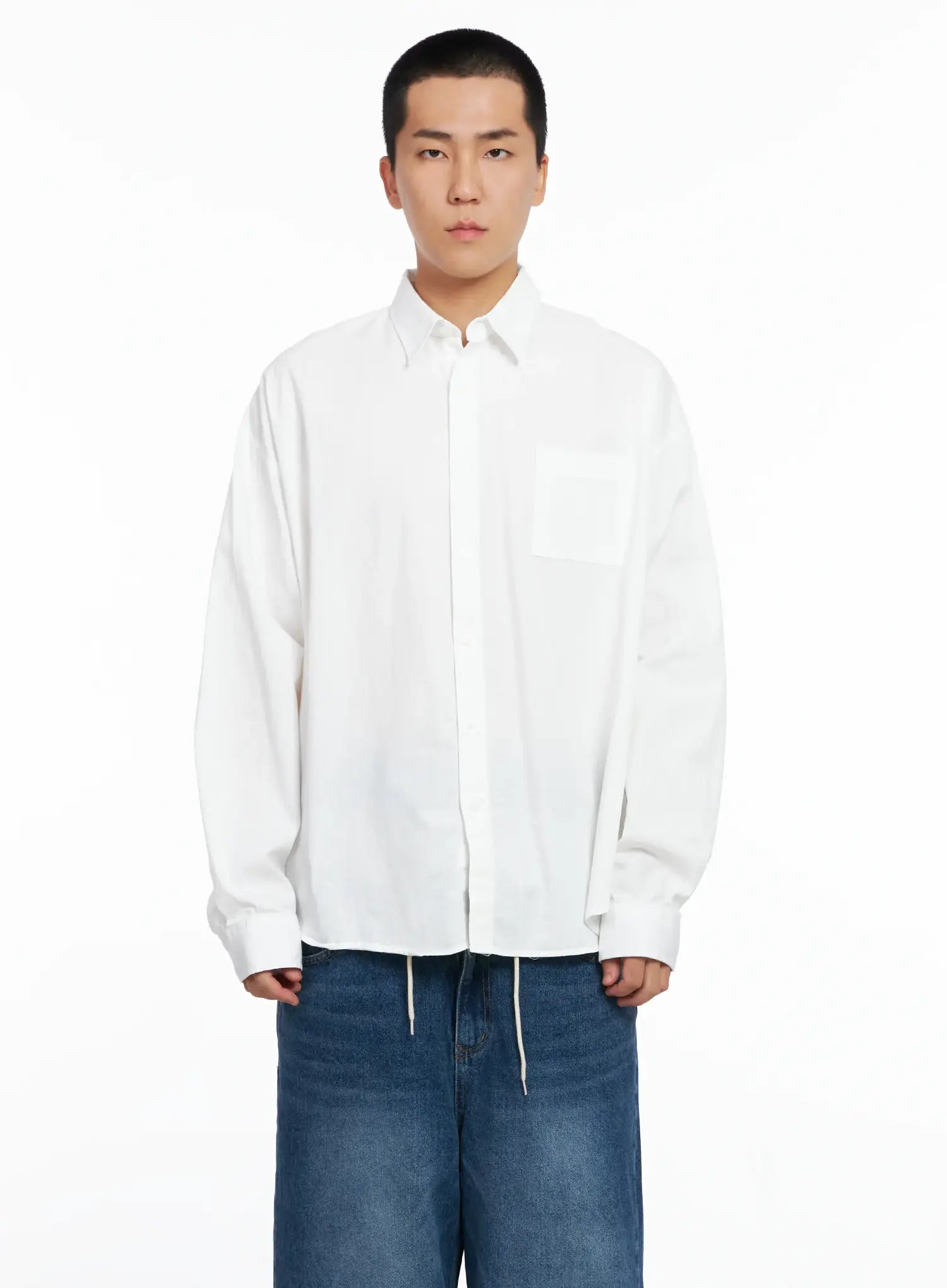 Men's Classic White Button-Up Shirt IS502
