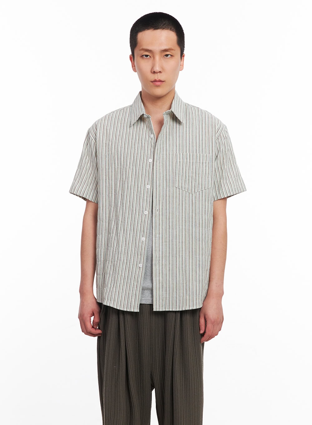 Men's Striped Collared Shirt IU512