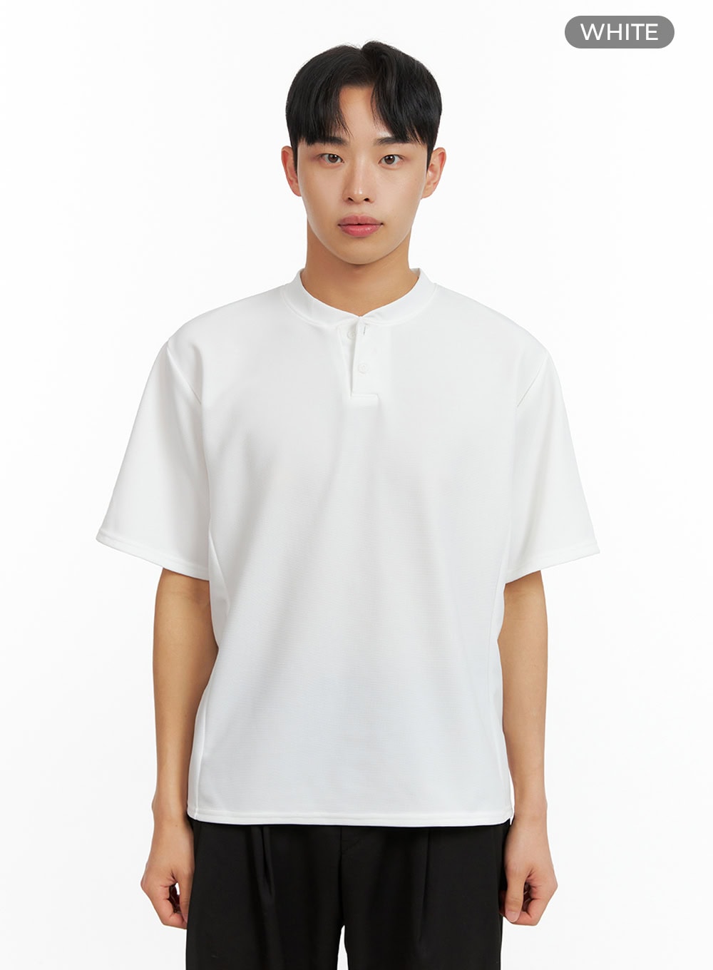 Men's Buttoned Solid T-Shirt IU414