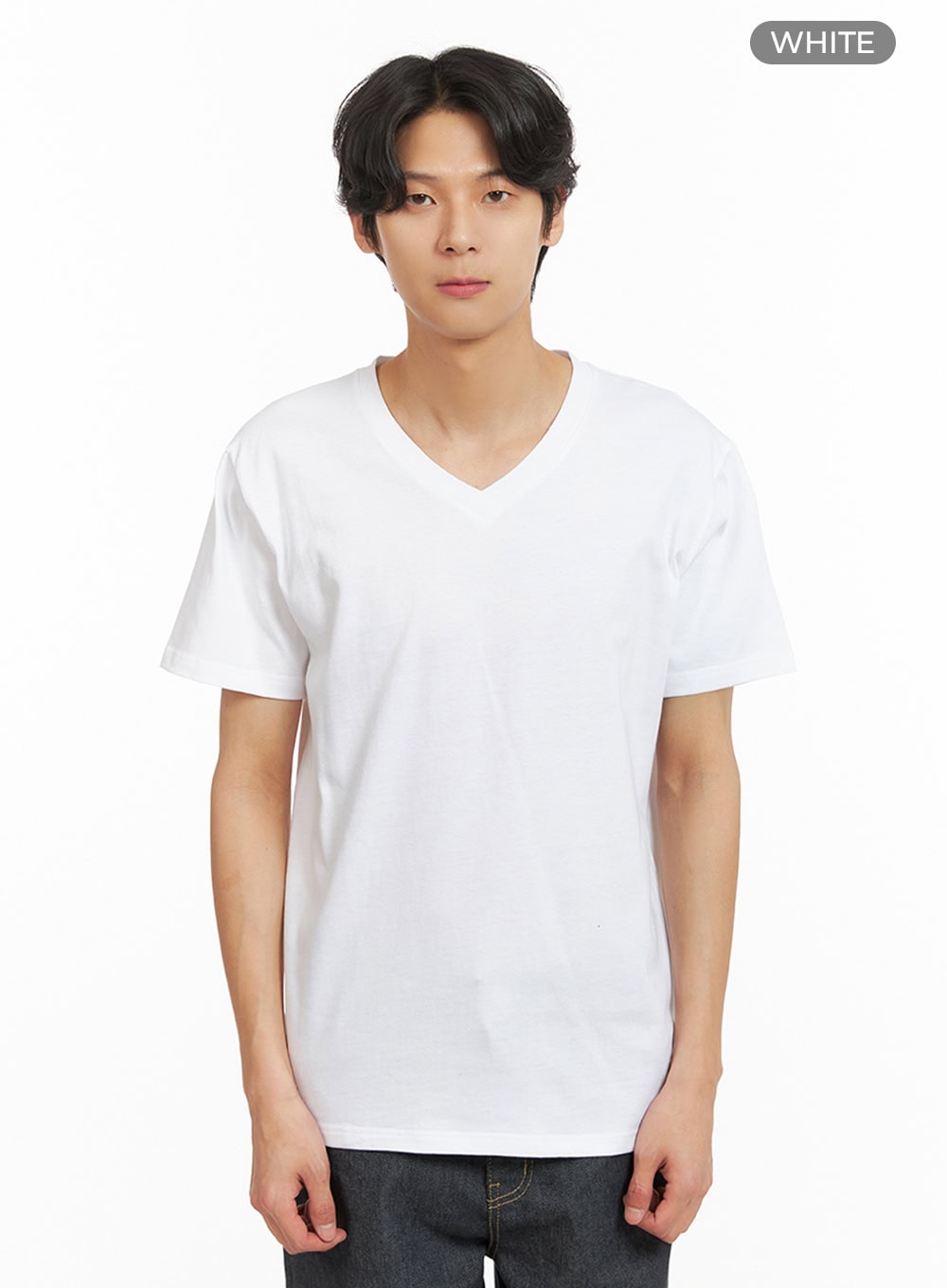 Men's Basic V-Neck T-Shirt (White) IY424