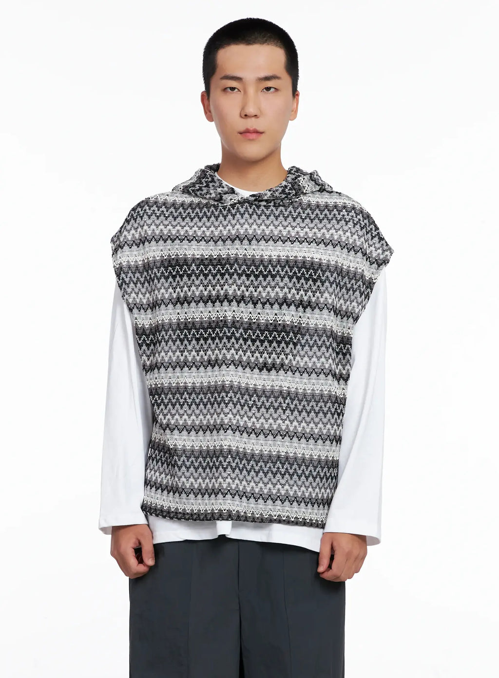 Men's Crochet Hoodie Vest IG529