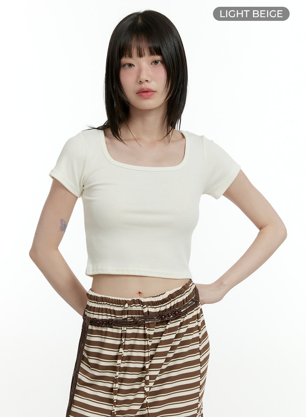 Basic Square Neck Slim Crop Top CL426