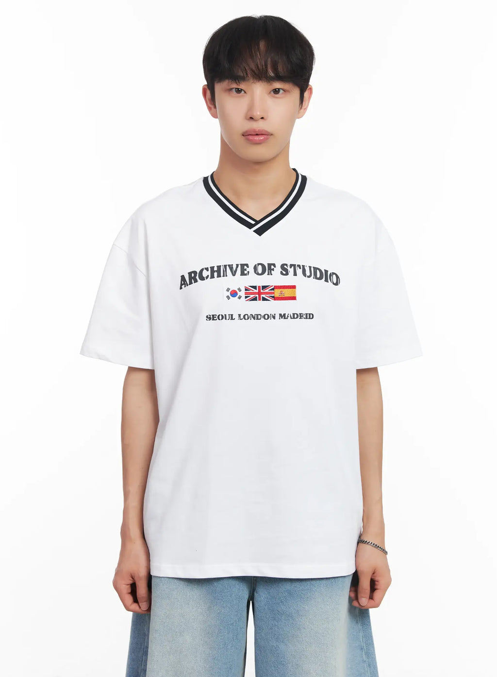 Men's V-Neck Two-Tone Tee IU518