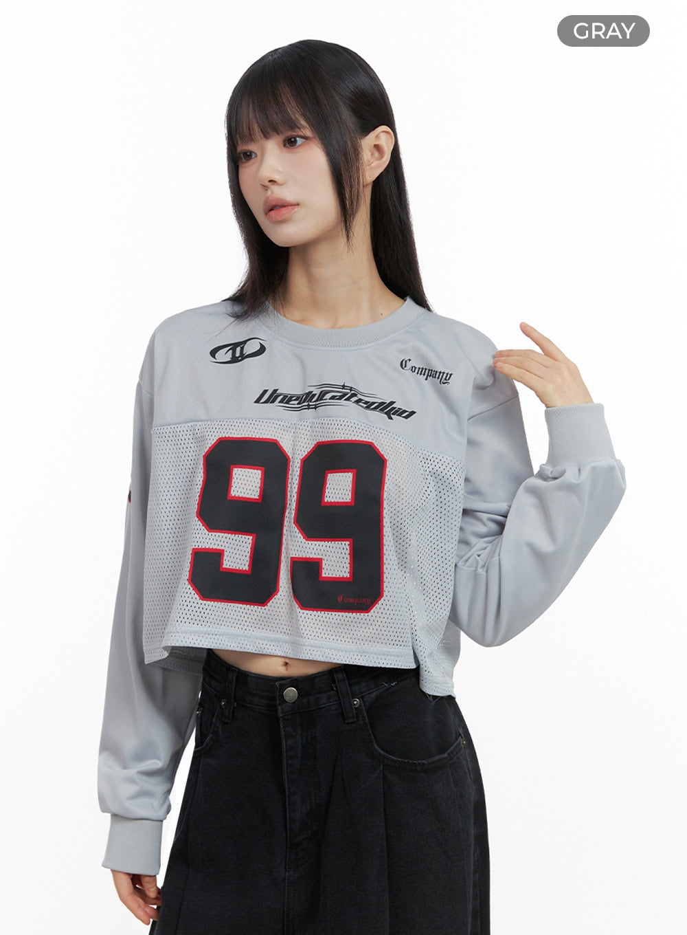 Lettering Mesh Crop Top IO430