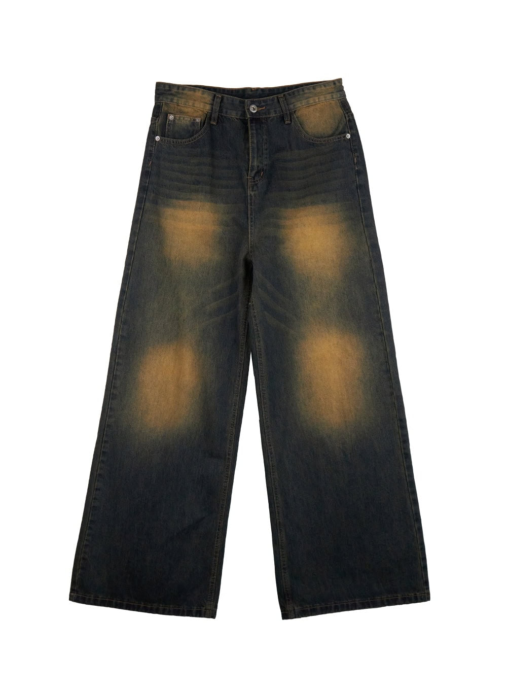 Men's Washed Relaxed-Fit Jeans (Dark green) IJ517