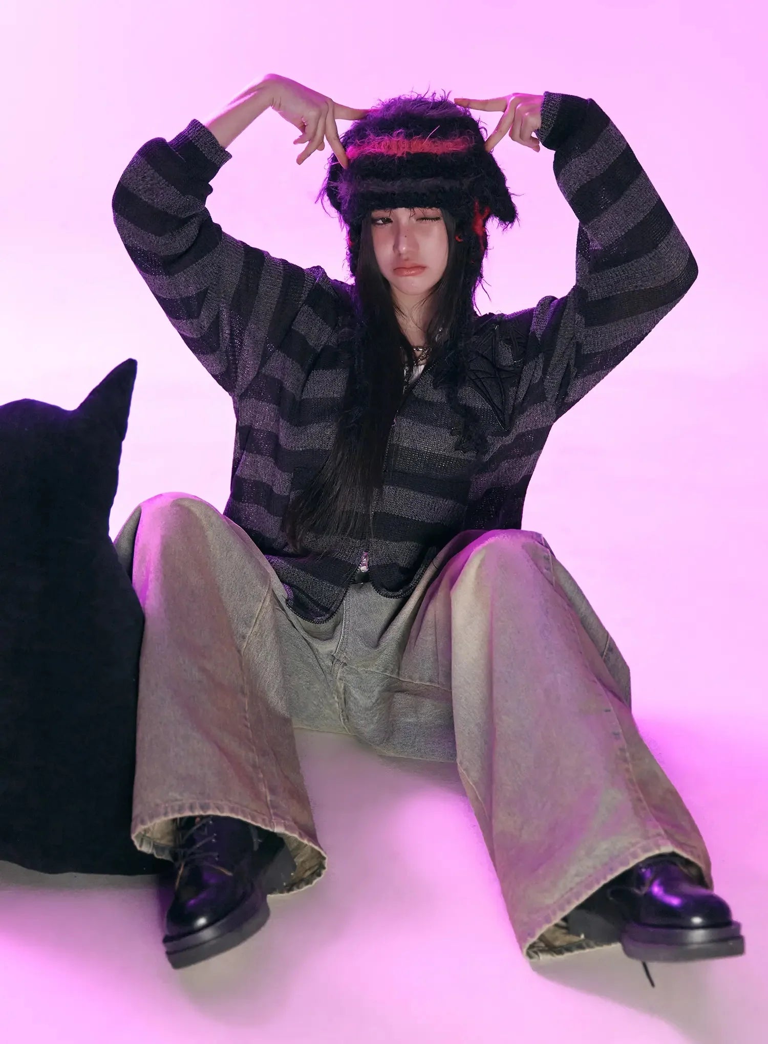 Star Patch Striped Zip-Up IS525