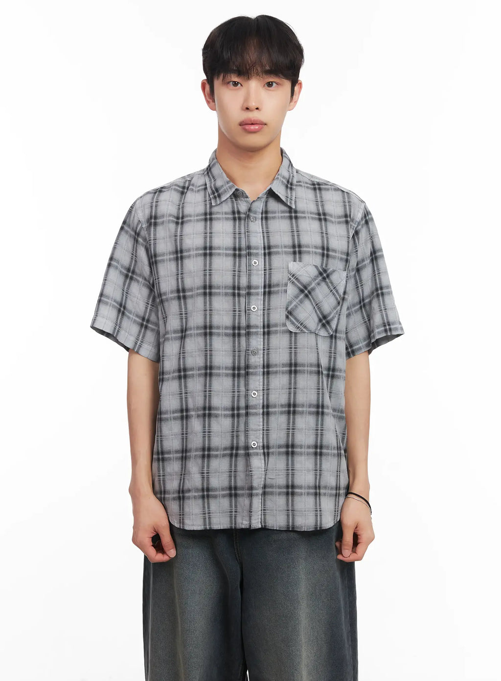 Men's Short-Sleeve Flannel Shirt IU519