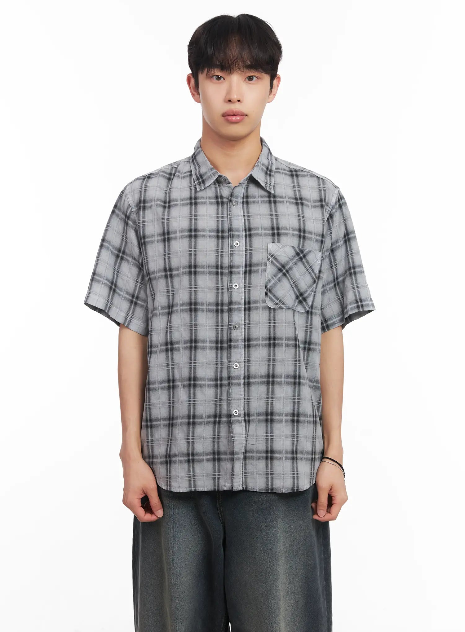 Men's Short-Sleeve Flannel Shirt IU519