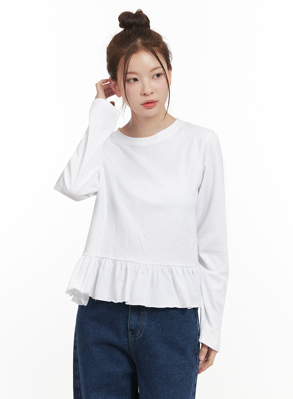 Elegant Frill Long-Sleeve Top IJ530