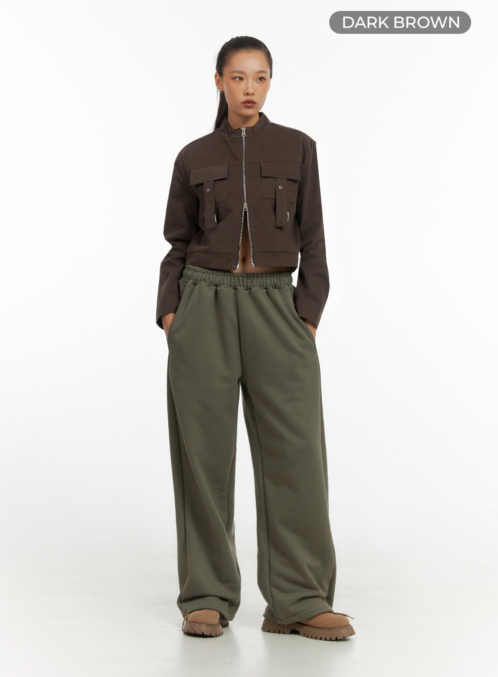 Fit Cotton Zip-Up Solid Jacket IO409