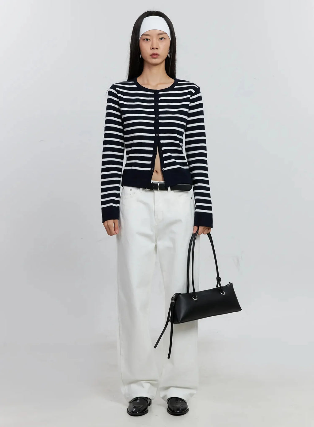 Striped Button-Up Cardigan IS515