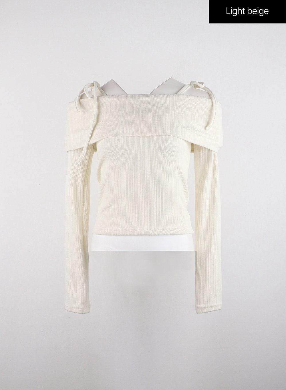 Ribbed Off-Shoulder Long Sleeve Top ID315