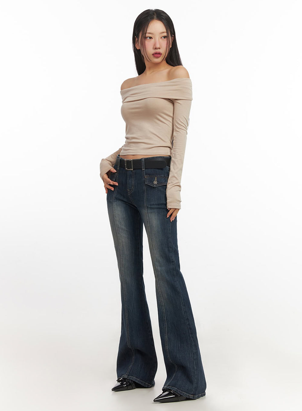 Cozy Off-Shoulder Slim-Fit Top IF510