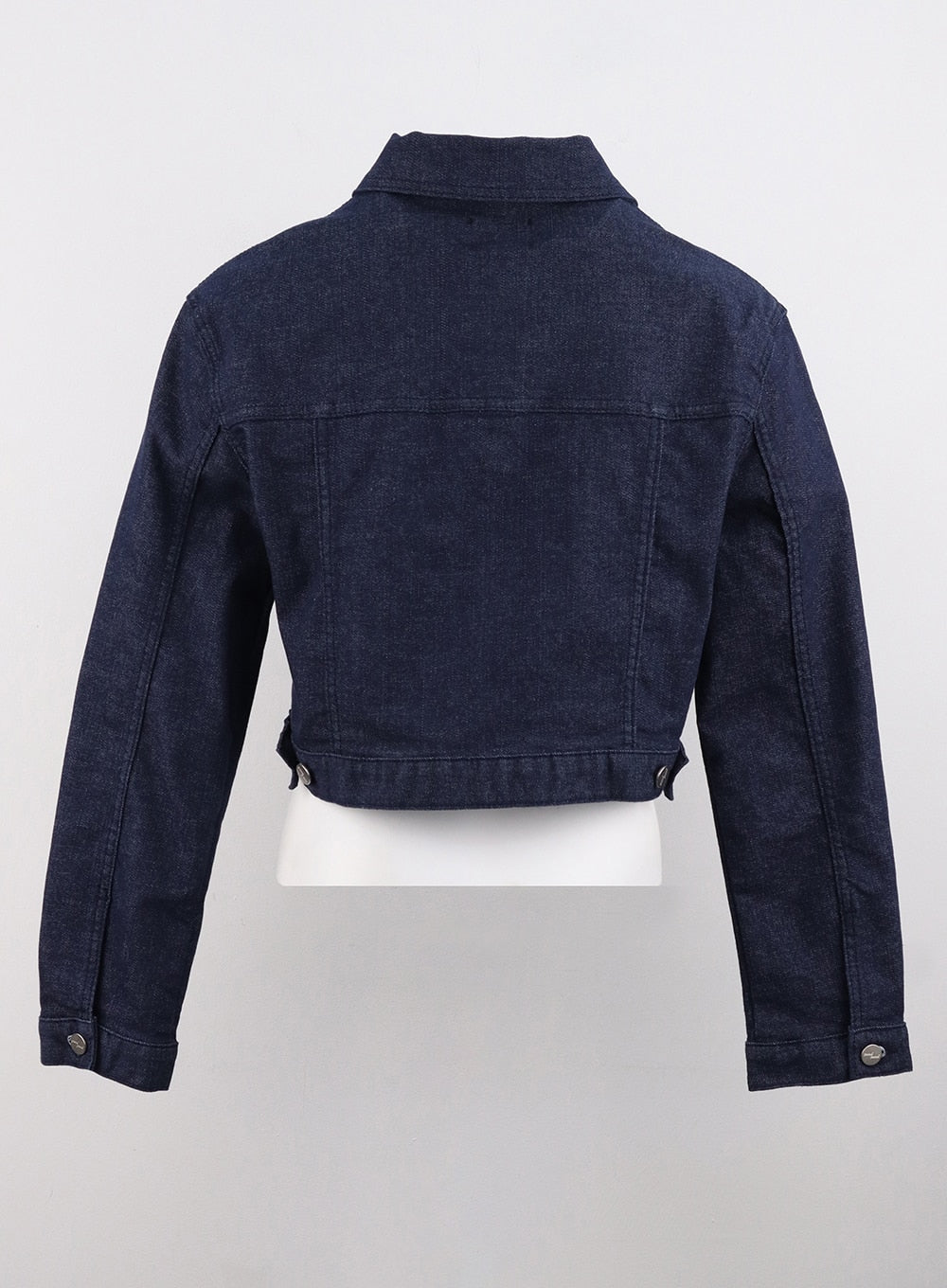 Buttoned Denim Crop Jacket IS315