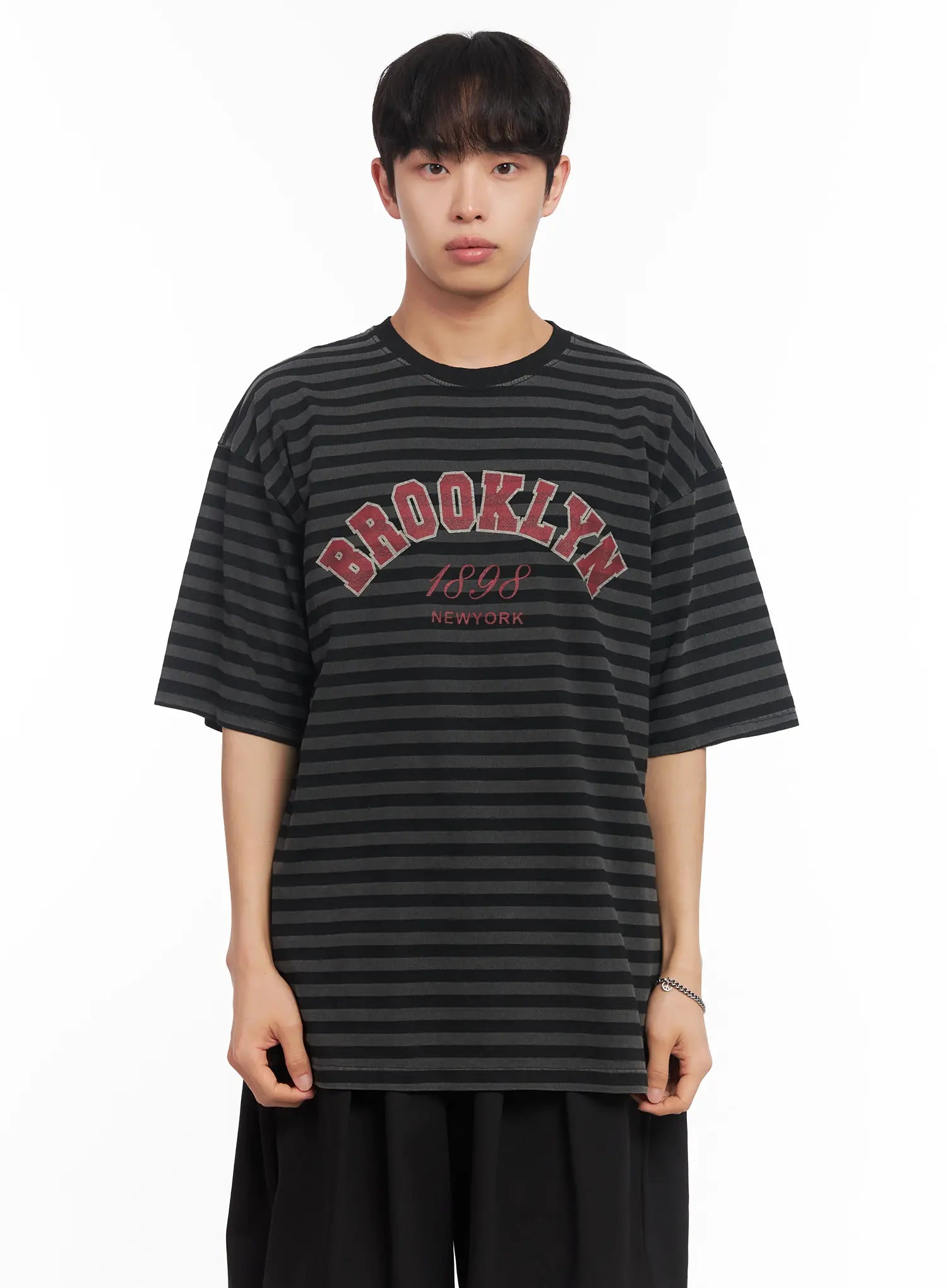 Men's Striped Oversize Tee IU518