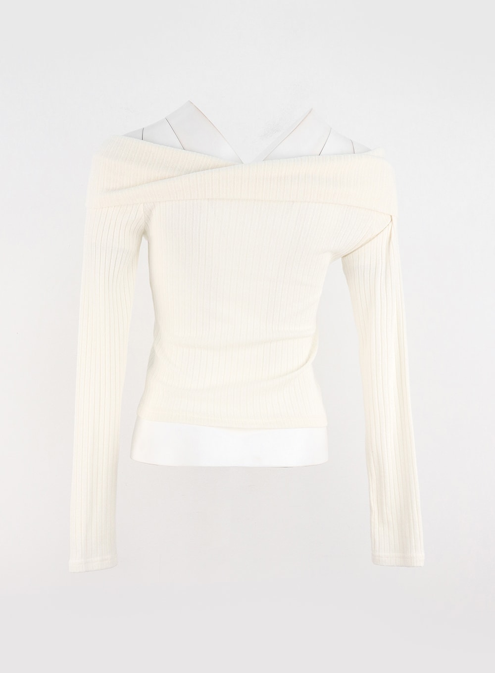 Off-Shoulder Ribbed Cardigan IO324