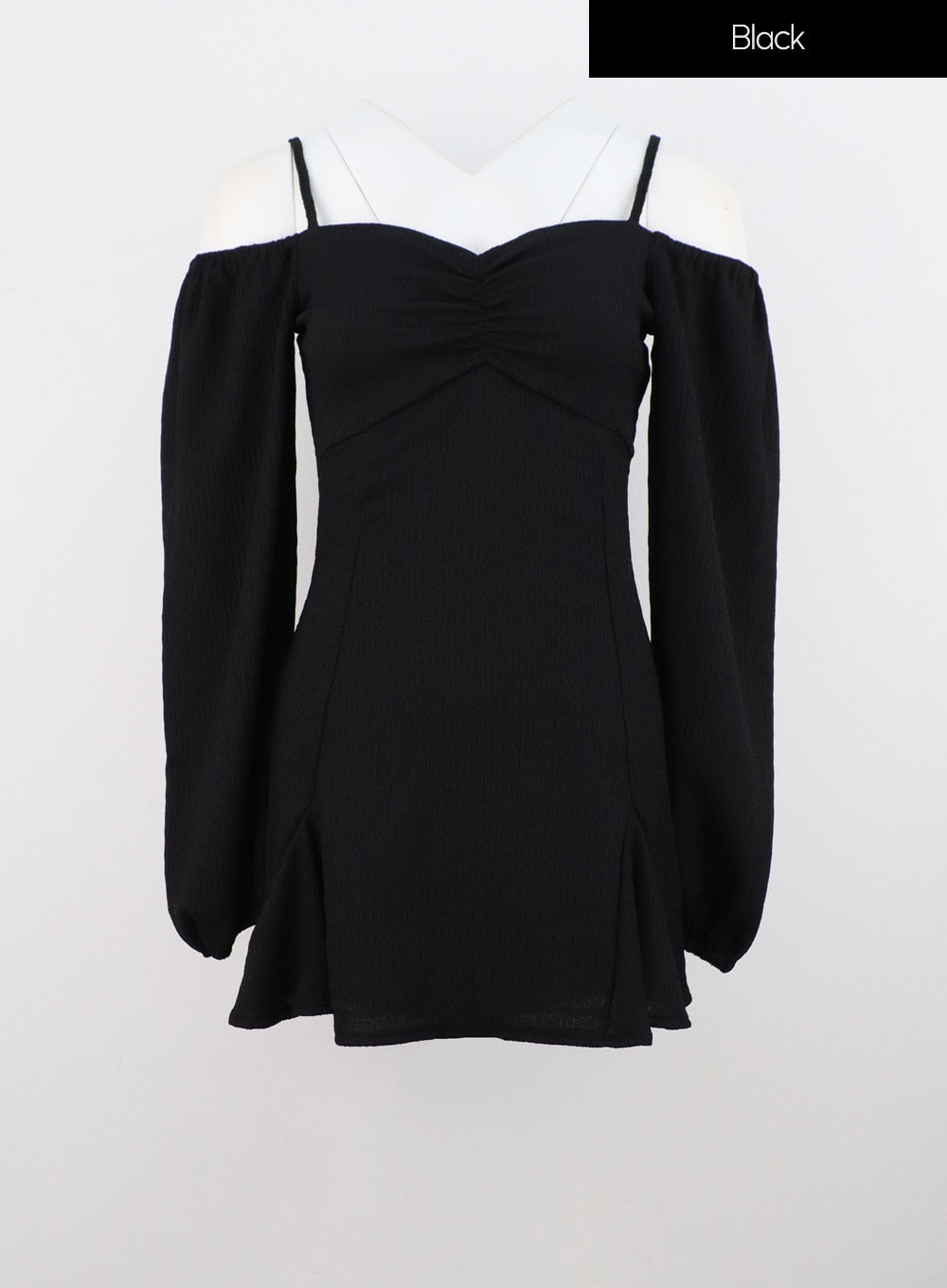 Off-Shoulder Shirred Mini Dress IS301