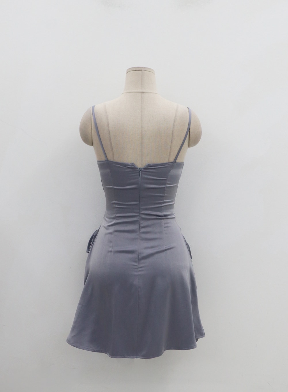 Silky Satin Cross Waist Tie Thin Strap Mini Dress IO27