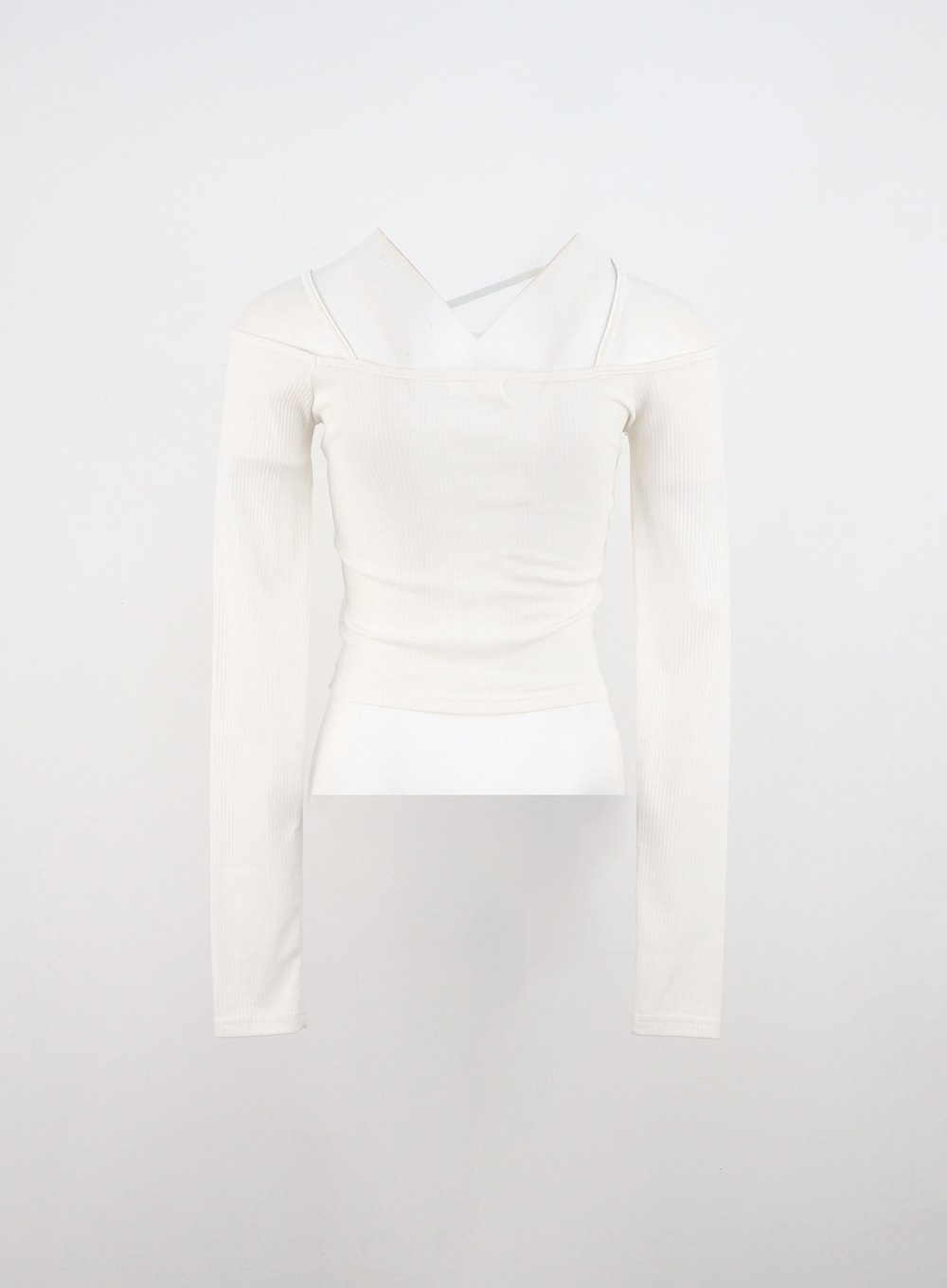 Asymmetrical Neck Off Shoulder Crop Tee IN327