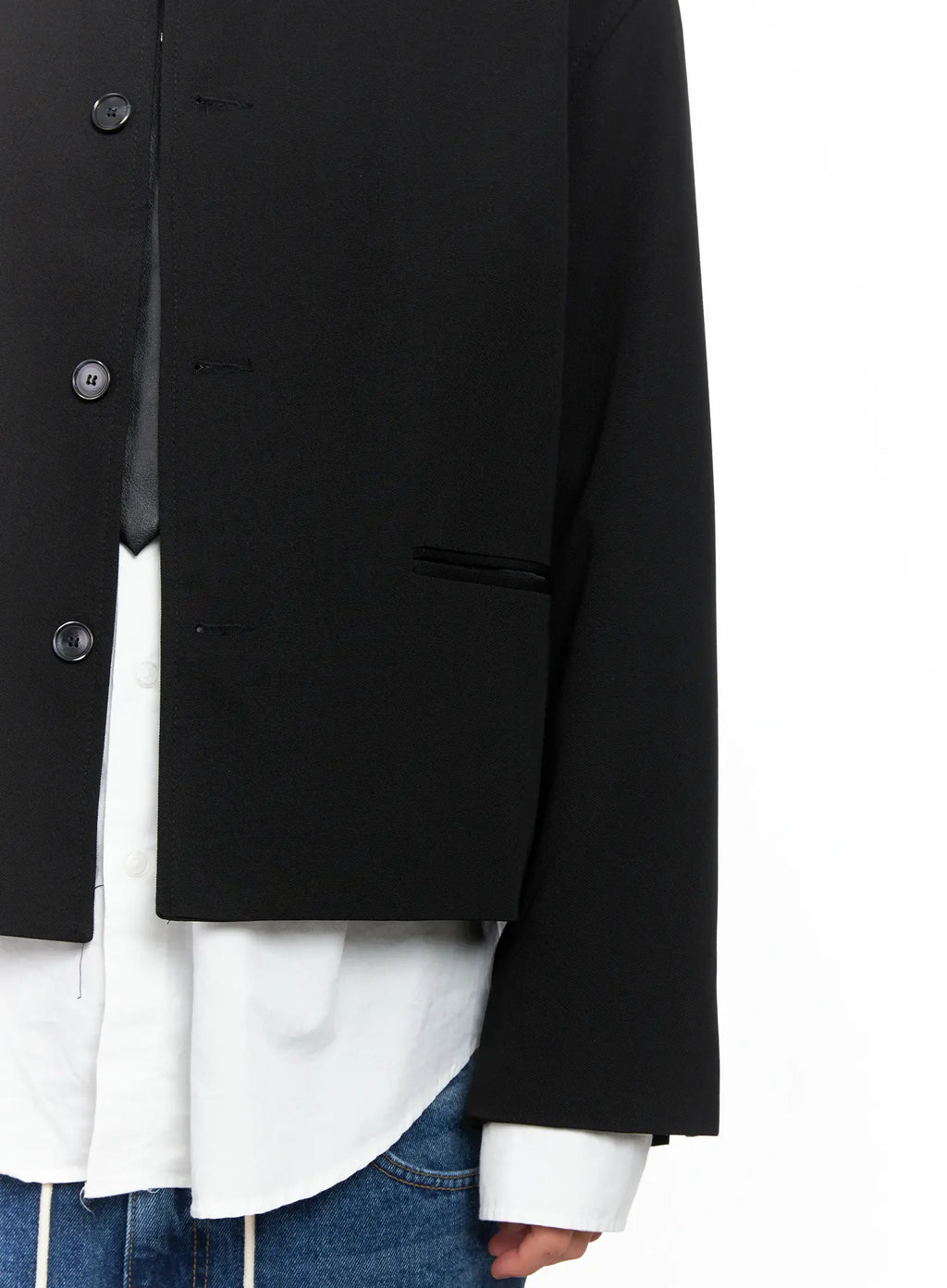 Men's Cropped Button-Up Jacket IS502