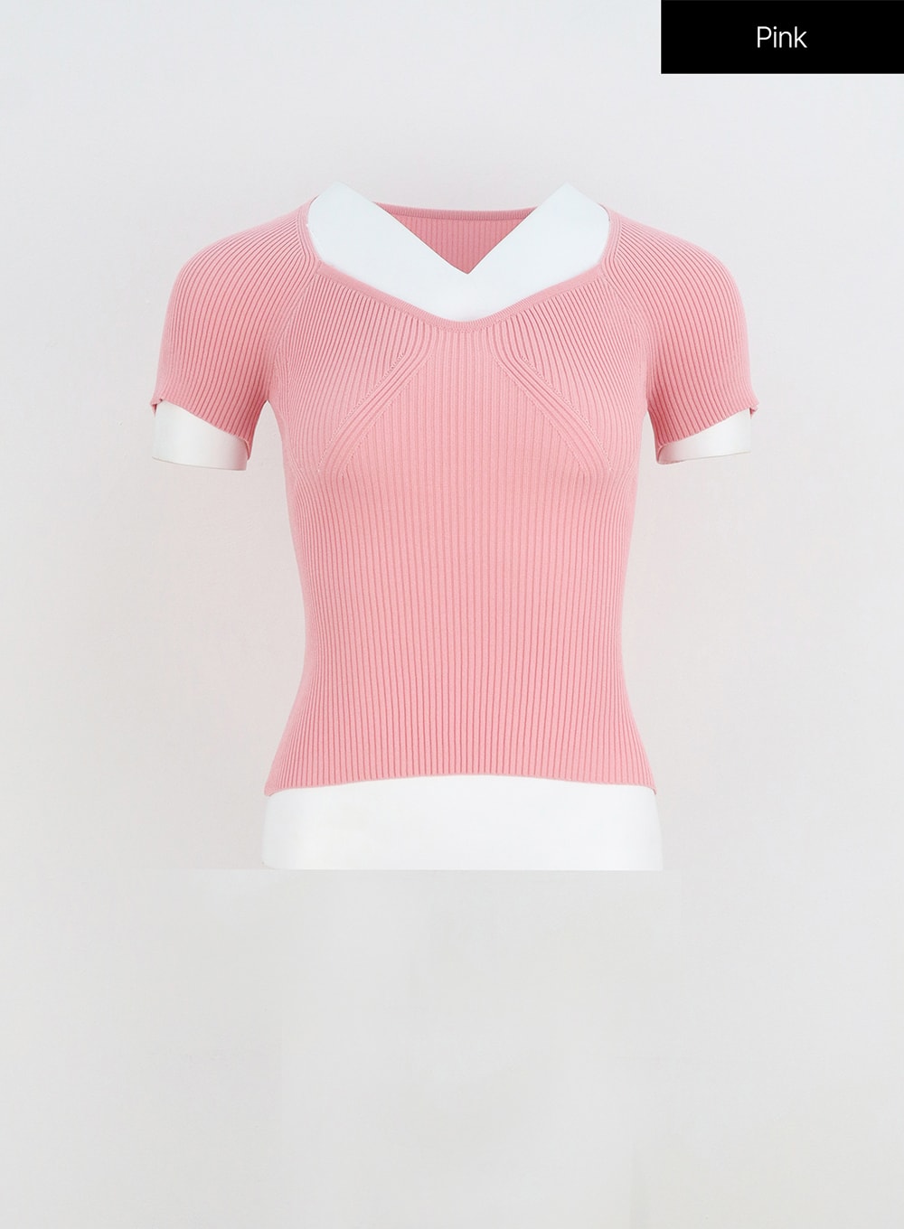 Heart Neck Ribbed Tee IY331