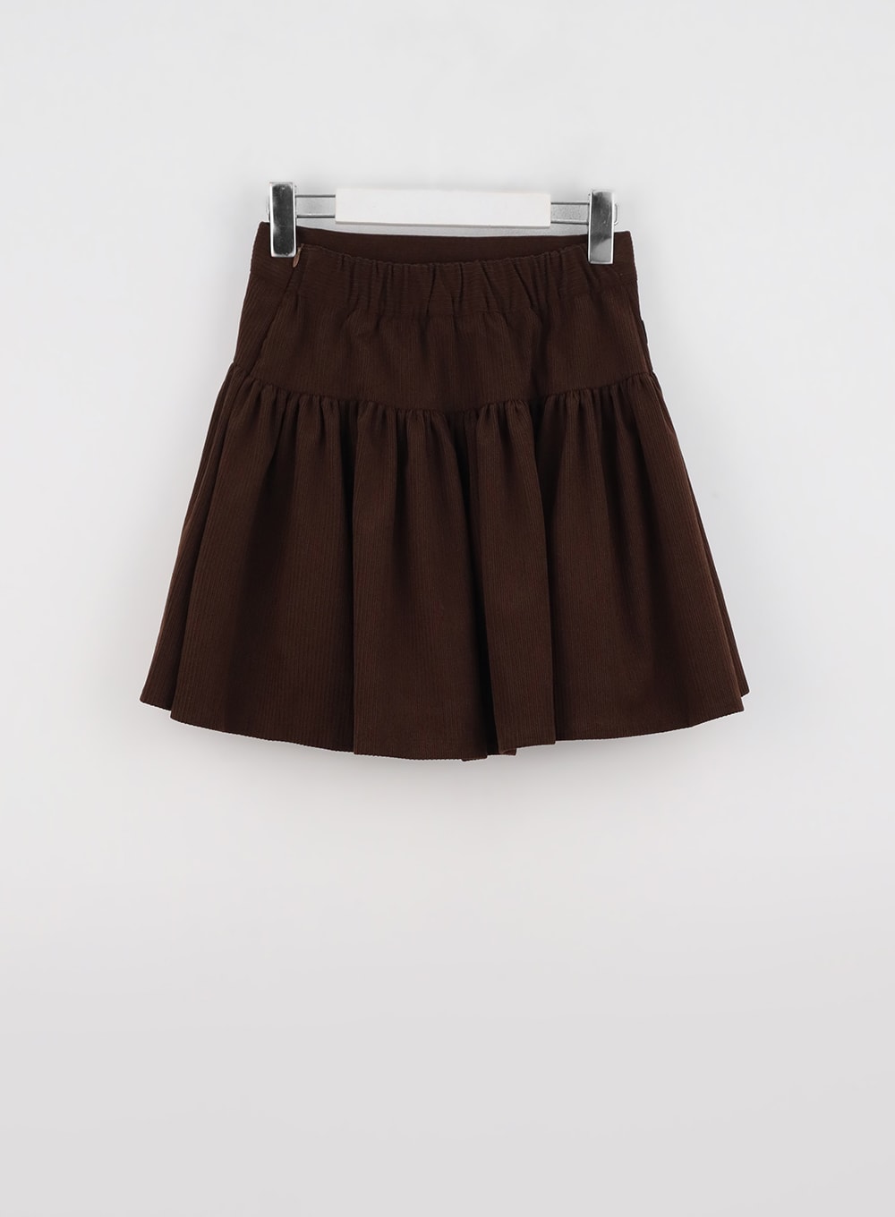 Pleated Corduroy Skirt with Buckle IO324