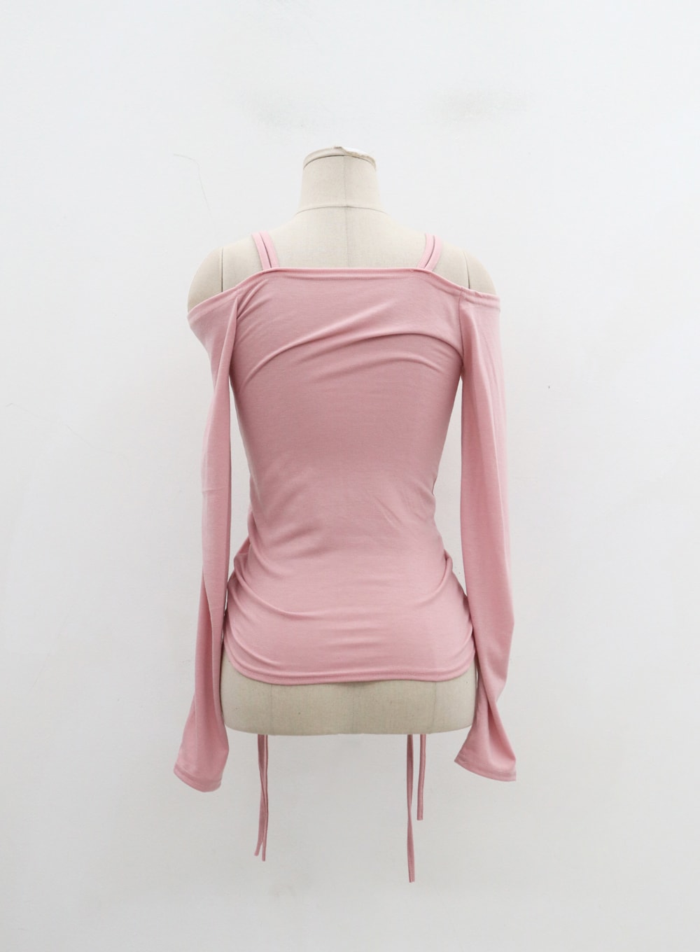 Off-Shoulder Double Front Tie Ruched Top IJ304