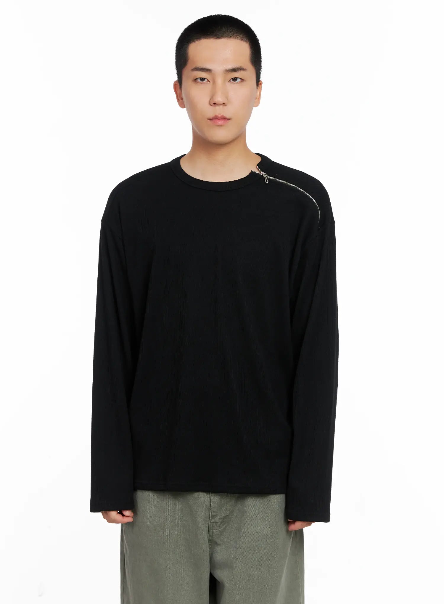 Men's One-Shoulder Zip Long Sleeve  IG529