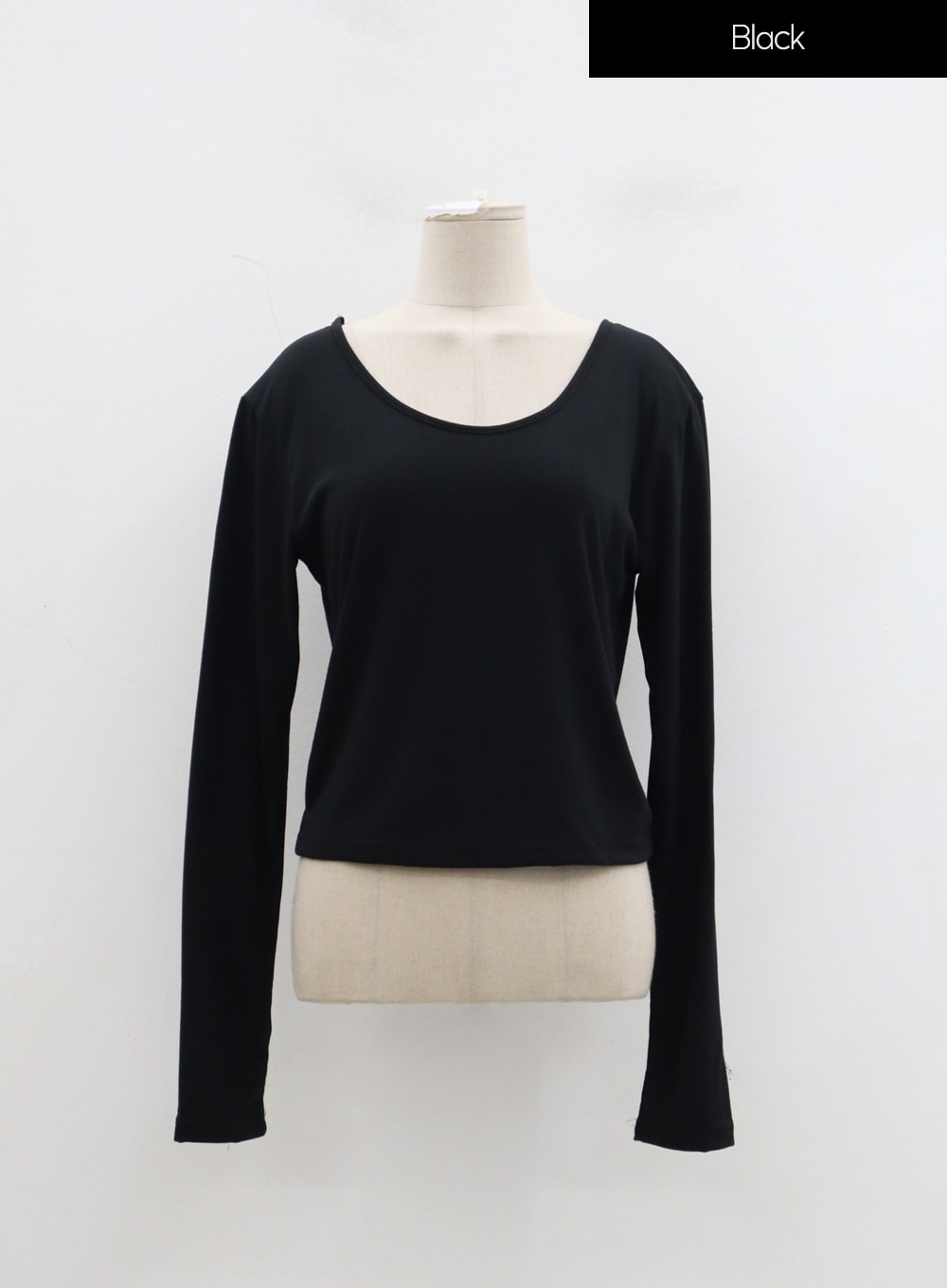 Plus U-Neck Long Sleeve Cropped Top ID27