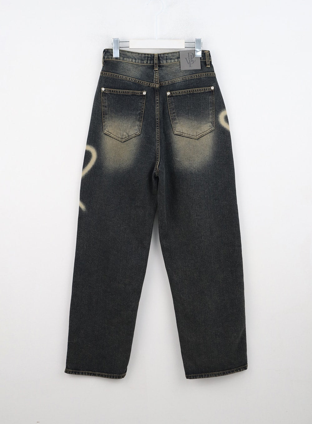 Heart-Bleached Wide Leg Jeans IN308