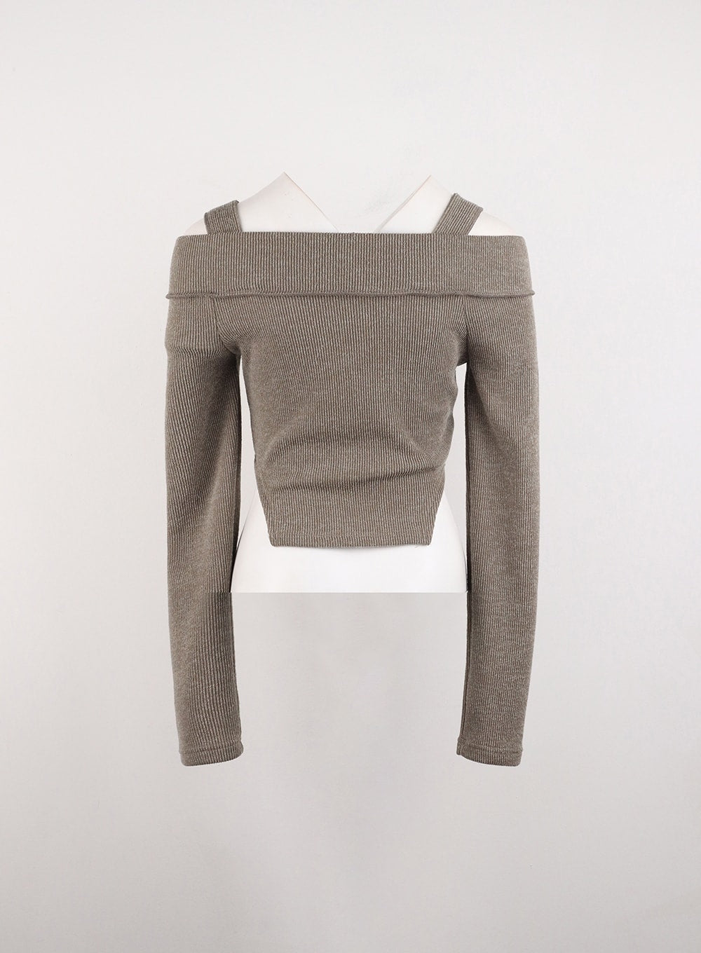 Zip Cut Out Off Shoulder Crop Sweater ID306