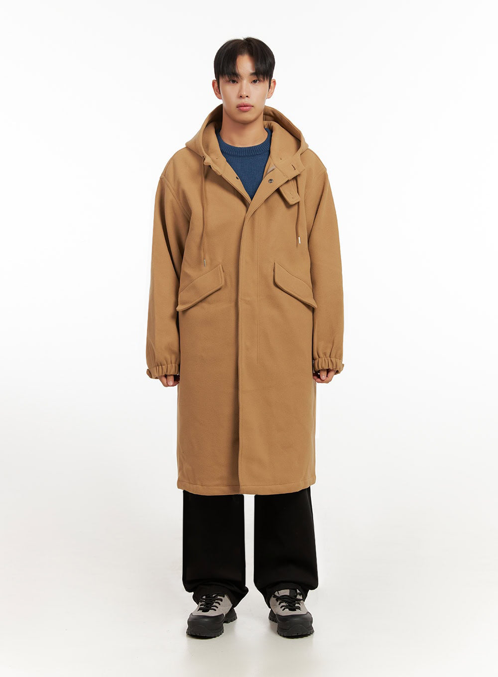 Men's Warm Wool Zip-Up Hooded Coat ID413