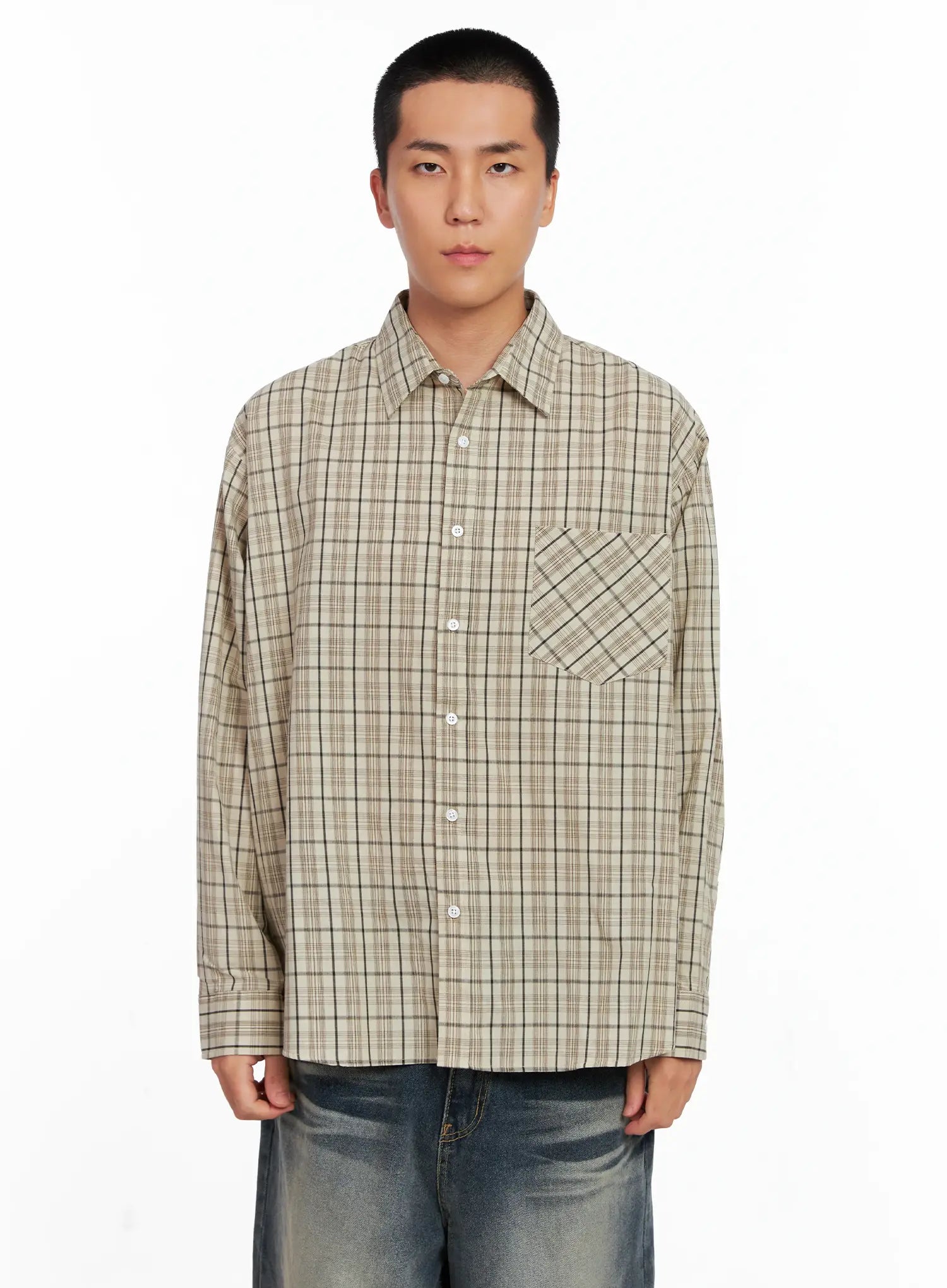 Men's Checkered Button Up Shirt IS510